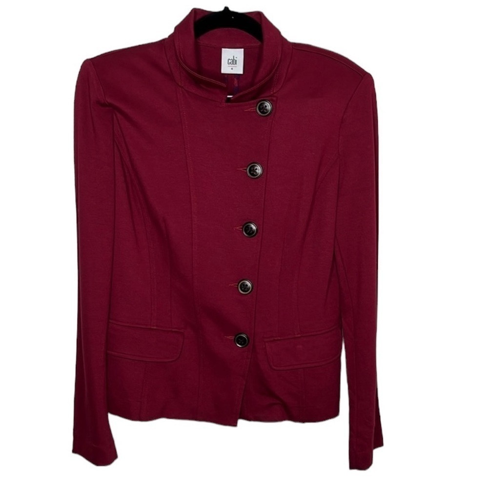 Cabi Rhubarb Red Outing Ponte Knit Button Up Jacket 3175 Women's Size 4
